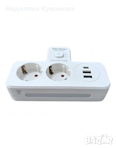 ❌️ Двоен щепсел 2500W с 2 гнезда 2 x USB 1 x TYPE-C, снимка 1