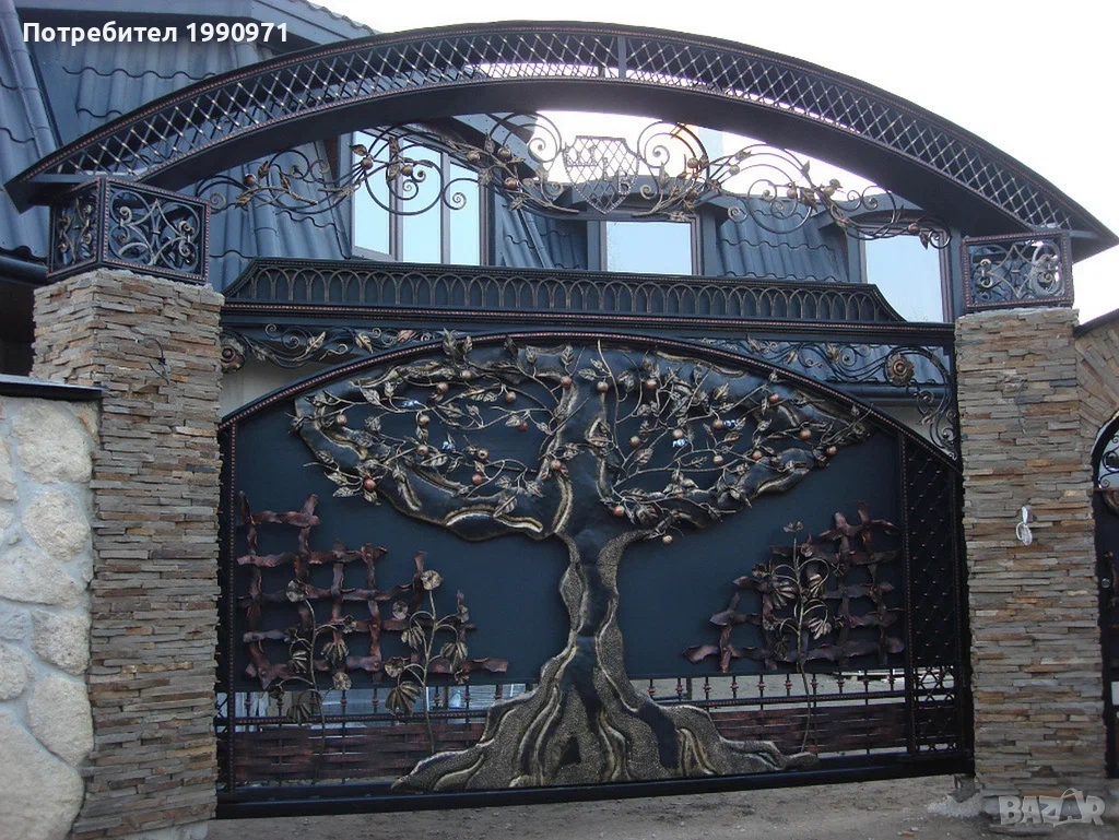 Порти, портали, врати, огради, парапети, ковано желязо, дърво., снимка 1