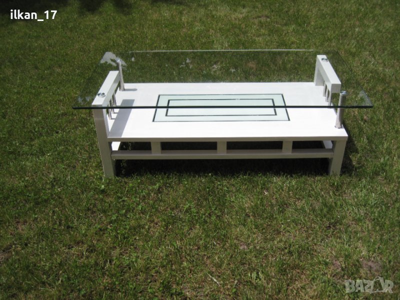 Маса Холна Много Красива Практична Материал: стъкло, дърво в цвят Бял, снимка 1