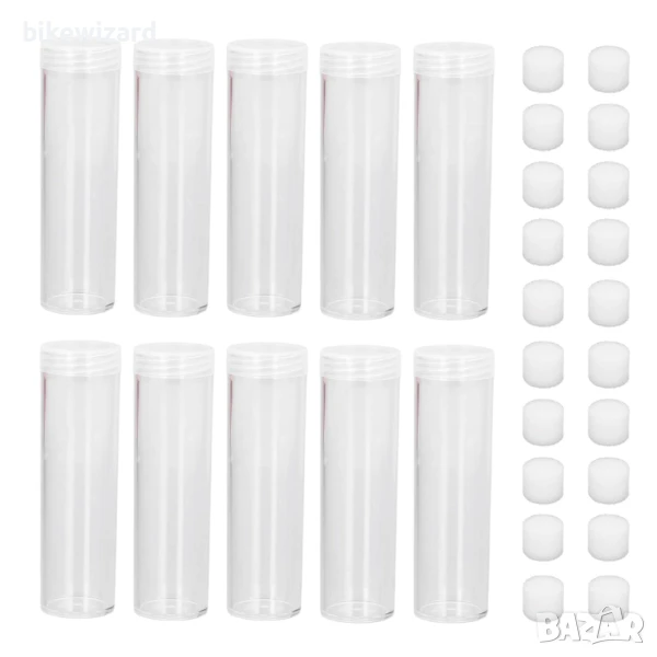 Кръгли прозрачни тръбички за съхранение на монети 25 мм. 10 броя НОВИ, снимка 1