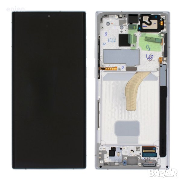 НАЛИЧЕН! Оригинален дисплей Service Pack за Samsung Galaxy S22 Ultra с рамка / бял, снимка 1