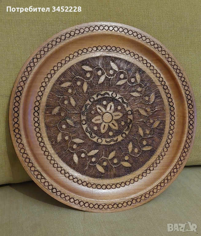 пано дървено инкрустирано с месинг за ценители 30см , снимка 1