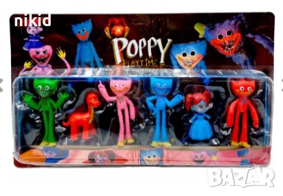 6 бр Хъги Лъги Huggy Wuggy Poppy playtime пластмасови фигурки играчки играчка, снимка 1