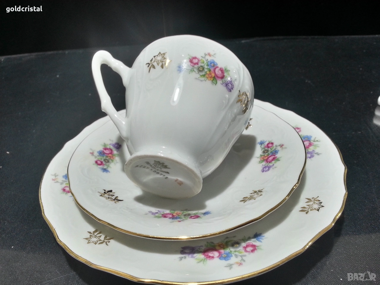 Стар порцелан Чехословакия троен сет за кафе чай, снимка 1