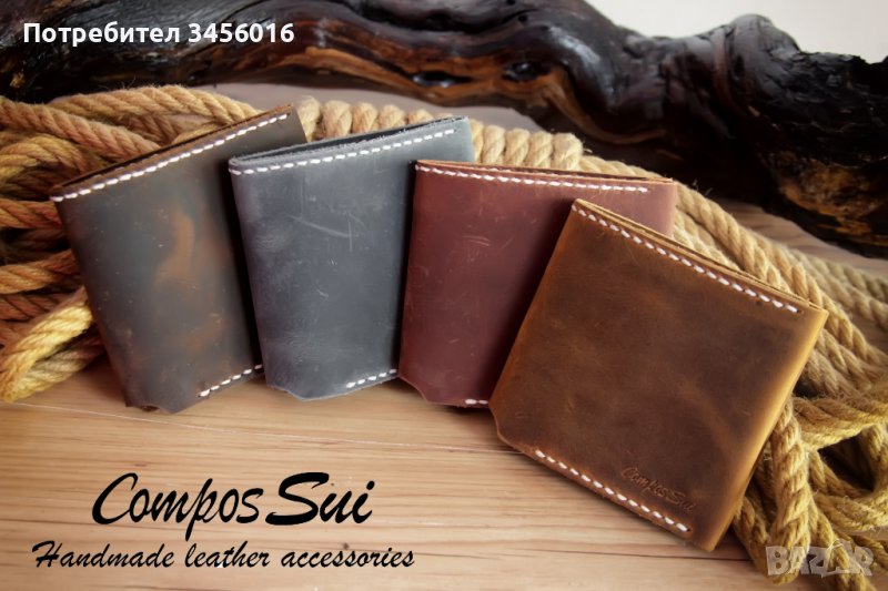 Кожен портфейл, естествена кожа,ръчна изработка, снимка 1