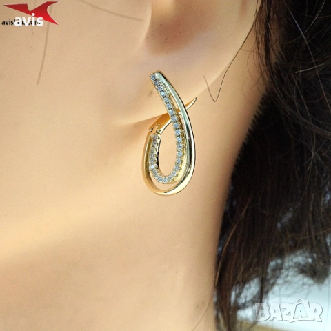 Обеци с 14К златно покритие 2141837