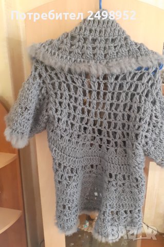Ефектно дамско плетено елече с голяма яка, снимка 2 - Елеци - 42121948