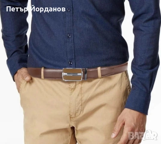 Мъжки кожени колани с автоматична катарама – комплект 2 броя, снимка 7 - Колани - 54080402