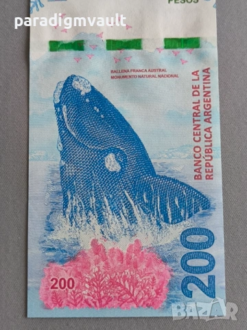 Банкнота - Аржентина - 200 песо UNC | 2016г., снимка 3 - Нумизматика и бонистика - 53236539