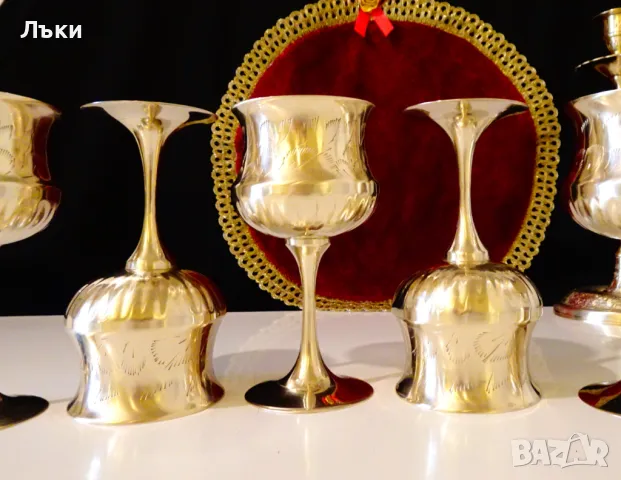 Фантастичен бронзов сервиз,чаши за вино., снимка 7 - Антикварни и старинни предмети - 48176508