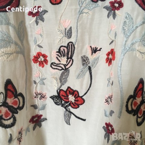 Копринена блуза с бродерии Zara, снимка 2 - Ризи - 31599102