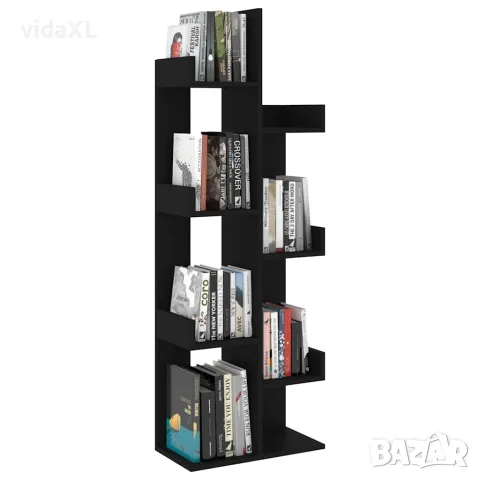 vidaXL Библиотека, черна, 48x25,5x140 см, инженерно дърво, снимка 6 - Ракли - 56147877
