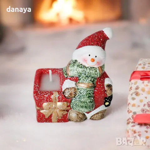 5329 Керамична коледна свещ с Дядо Коледа или Снежко, снимка 2 - Декорация за дома - 47651079