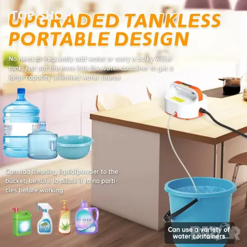 Парочистачка, 2500 W Парочистачка с високо налягане, ръчна, 6 скорости, 4,5 BAR, преносима с четка, снимка 2 - Други стоки за дома - 49636725