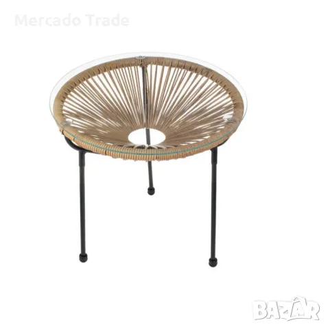 Декоративна масичка Mercado Trade, Ратан и стъкло, Метал, снимка 2 - Маси - 49900494