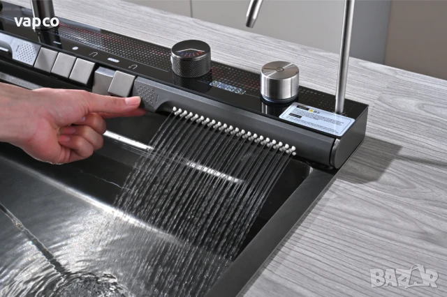 Мултифункционална кухненска мивка с регулируем двоен водопад и динамична подсветка M03, снимка 9 - Мивки - 50953828