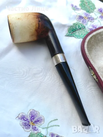 Оригинална Ирландска Лула TEKIN Dublin от Морска Пяна, със Сребърен Пръстен, снимка 2 - Колекции - 48266740