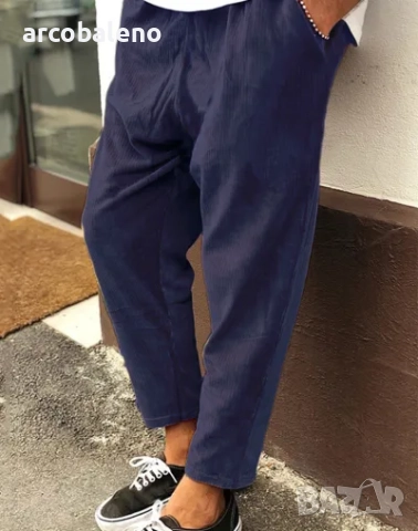 Мъжки кадифени широки ежедневни прави изрязани панталони, 4цвята , снимка 3 - Панталони - 45659359