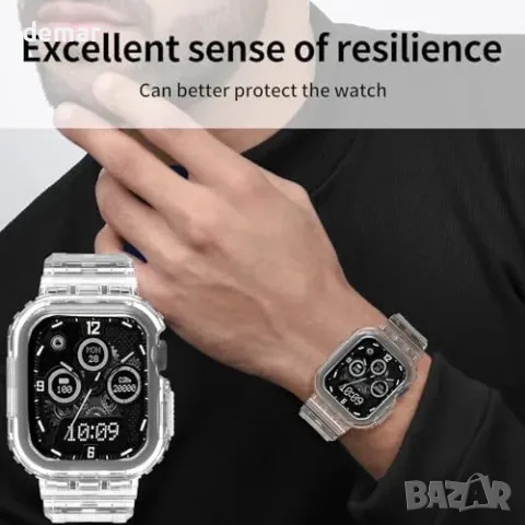 TPU каишка за Apple Watch 46 мм, Armor, прозрачна, снимка 8 - Каишки за часовници - 55871285