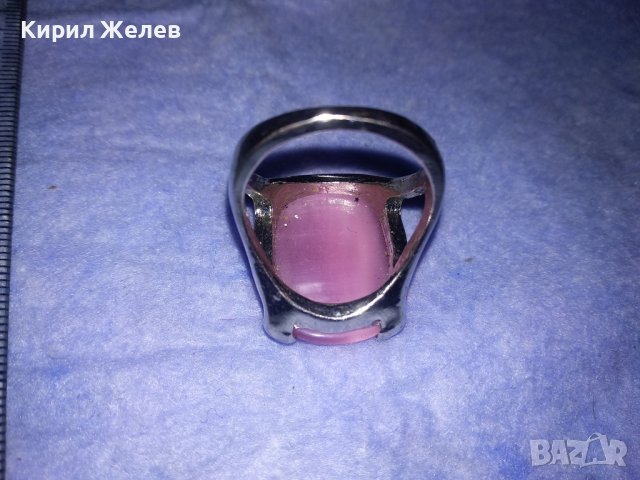 ШАРМАНТЕН СКЪПОЦЕНЕН ХРОМИРАН АРТ ПРЪСТЕН с ЮВЕРИЛНО ПОЛИРАН МИНЕРАЛ РОЗОВО КОТЕШКО ОКО 36471, снимка 10 - Пръстени - 39714049