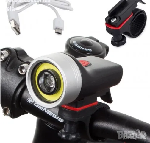  Фар диоден ,предно осветление на велосипеда, акумулаторна батерия, снимка 2 - Велосипеди - 49628381