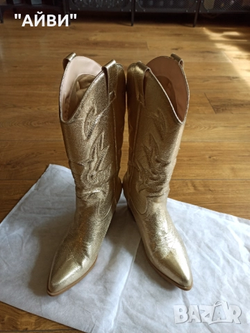 Дамски ботуши в златисто , снимка 12 - Дамски ботуши - 51922869