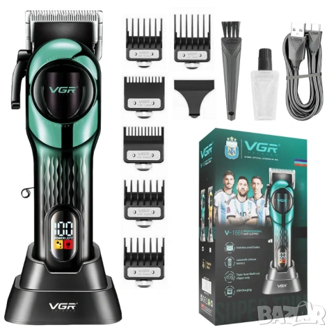 VGR V-166 – Професионална машинка за подстригване GREEN / GOLD