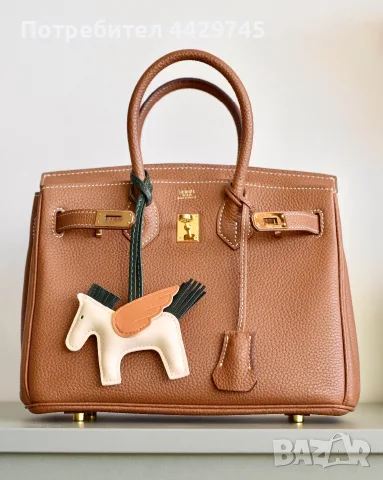 Кафява чанта Hermes Birkin 25 gold on gold, снимка 3 - Чанти - 56261275