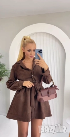  Къси велурени рокли с коланче   