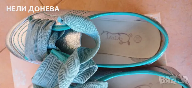 Красиви Маратонки със Сребърна Бляскава кожа ! НОВИ! №36, снимка 3 - Маратонки - 49424872