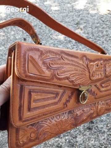 Дамска луксозна кожена чанта уникат  2/3