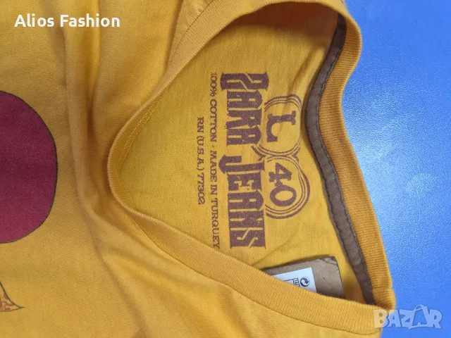 L ZARA мъжка блуза дълъг ръкав, GENTLEMAN принт, жълта, 40 размер, снимка 5 - Тениски - 56195603