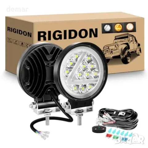 Комплект 2 LED офроуд фара RIGIDON 36 W, бяла и жълта светлина, снимка 2 - Аксесоари и консумативи - 55945967