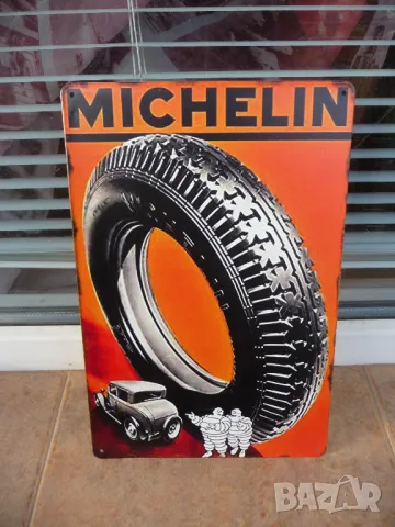 Метална табела гуми Michelin човече гумаджия смяна летни зимни, снимка 1