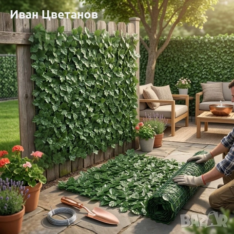 Изкуствен жив плет "Бръшлян" на ролка – Ограда за уединение и декорация, 0,5 х 5 м