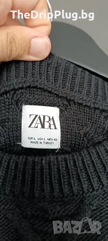 Zara дебел мъжки пуловер размер L черен , снимка 2 - Пуловери - 56275280