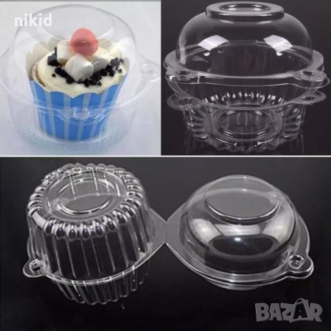 прозрачна кръгла кутия с капак пластмасова полистирол 160 мл за храна десерти салата мъфин кексче, снимка 2 - Други - 34178523