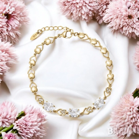 Чисто нова дамска позлатена гривна, снимка 2 - Гривни - 52416663