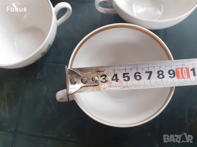 Дулево - съветски порцелан 5 чаши златен кант и роза, снимка 7 - Антикварни и старинни предмети - 53279962