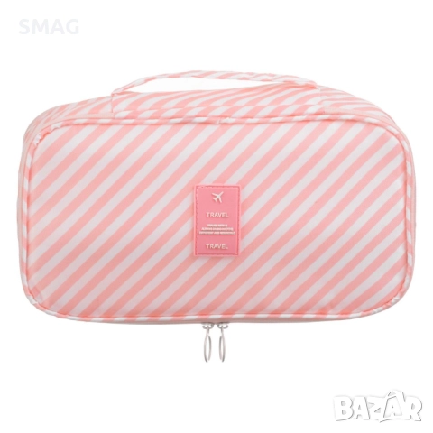 Пътнически несесер тип куфарче, розово-бял, 28x15x10 см_1252231, снимка 2 - Други - 52319978