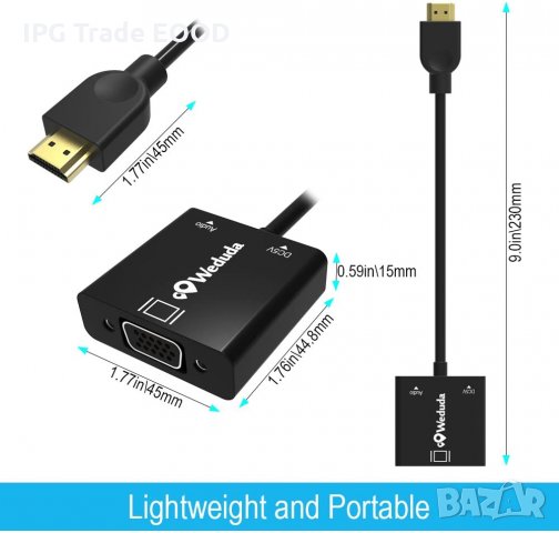 Адаптер / преходник HDMI към VGA с аудио 1080P, снимка 2 - Стойки, 3D очила, аксесоари - 31253262