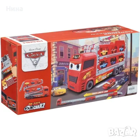 Автовоз с два катапулта, дълга писта и 2 метални коли Cars, снимка 5 - Коли, камиони, мотори, писти - 48250691