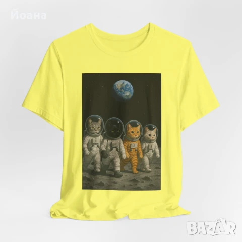 Дамска тениска с котки космонавти, снимка 5 - Тениски - 51343069