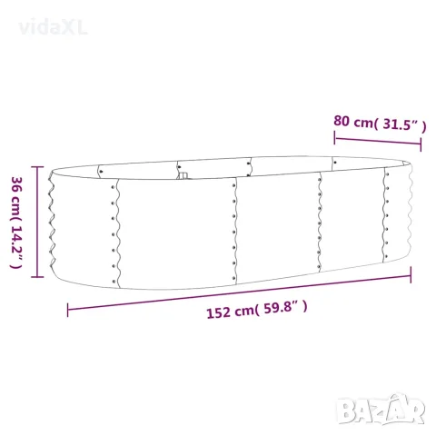 vidaXL Градинска повдигната леха поцинкована стомана кафяво, снимка 6 - Саксии и кашпи - 56146675