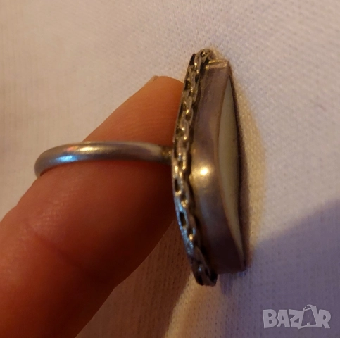 Сребърен пръстен със седеф , снимка 5 - Пръстени - 51659918