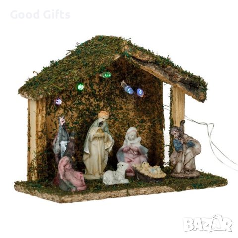 LED Коледна украса, Светеща Коледна ясла със 7 порцеланови фигури, снимка 2 - Декорация за дома - 42702695