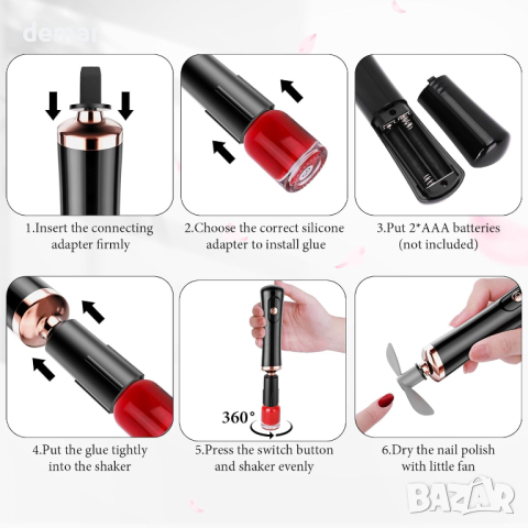 Wanocean Електрически шейкър за: лепило за мигли, лак за нокти и др., снимка 4 - Друга електроника - 44533233