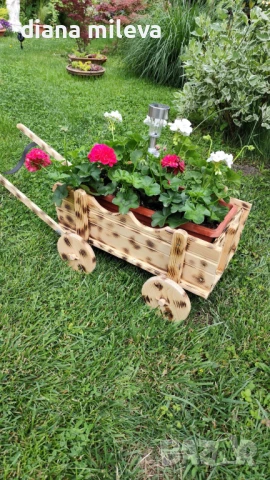 Дървена Каручка!!, снимка 7 - Декорация за дома - 49940014