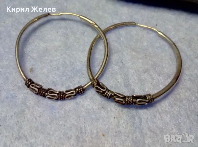 СТАРИ СРЕБЪРНИ ОБЕЦИ СРЕБРО 925 КЛАСИЧЕСКА РЕТРО ОРНАМЕНТИКА КРАЛСКА ПЛЕТКА РЪЧНА ФИНА РАБОТА 47474