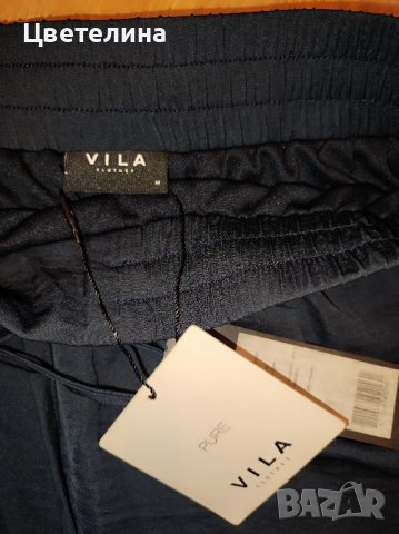 Дамска къса пола в тъмно син цвят M размер Vila clothes цена 25 лв. + подарък обеци, снимка 4 - Поли - 42597523